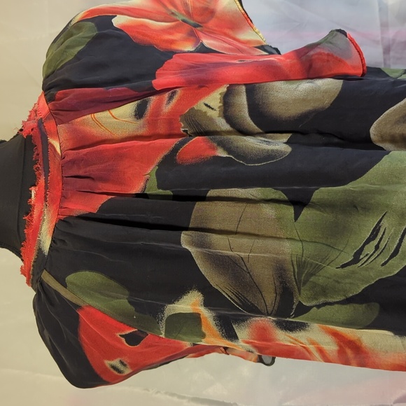 100% silk blouse 1x Plus size floral - Picture 5 of 8